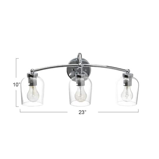 Hello Honey® Robert Stevenson Lighting Adrian Metal & Clear Glass 3-Light Vanity